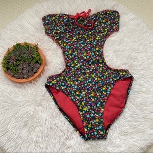 NWOT Xhilaration Floral Cut-Out One-Piece Swimsuit